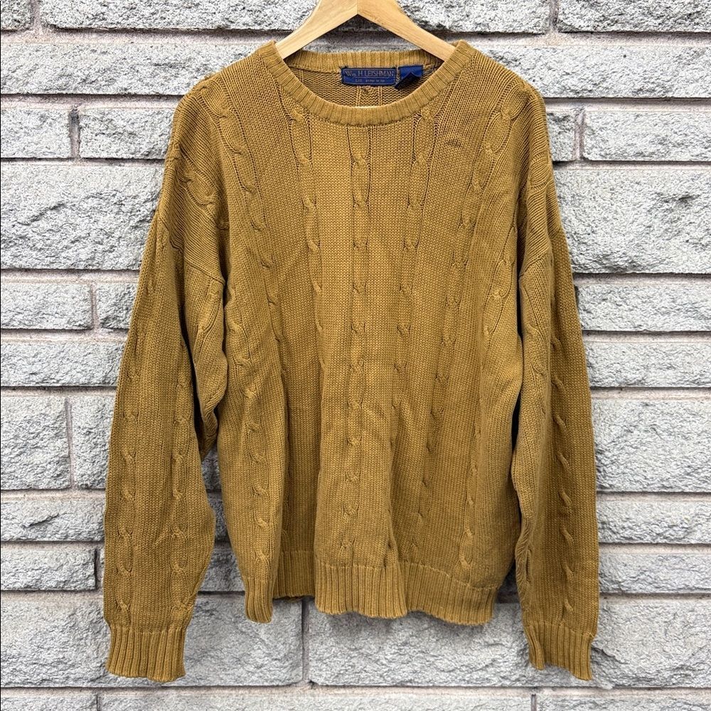 Men's Cable Knit Crewneck Sweater - Olive